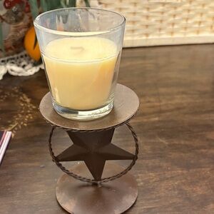 Brown Star Metal Votive Candle Holder with Glass Cup
